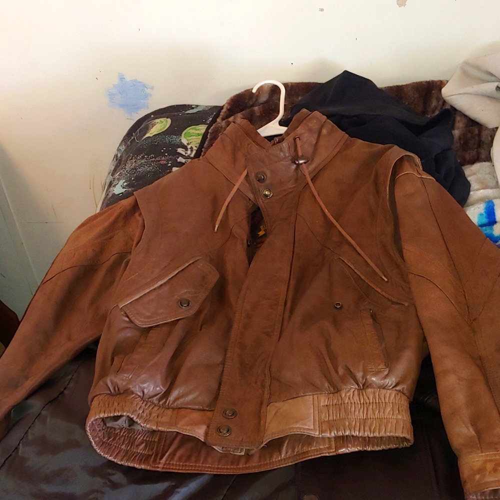 Mens brown leather jacket